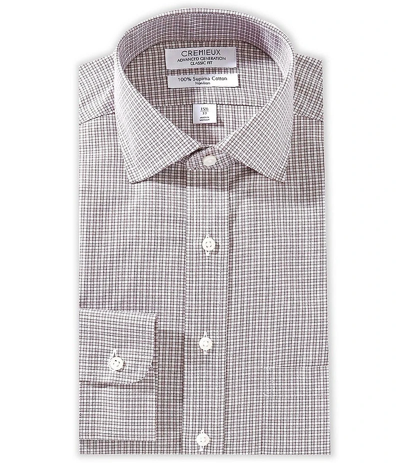 Cremieux Classic Fit Spread Collar Grid Pattern Dress Shirt