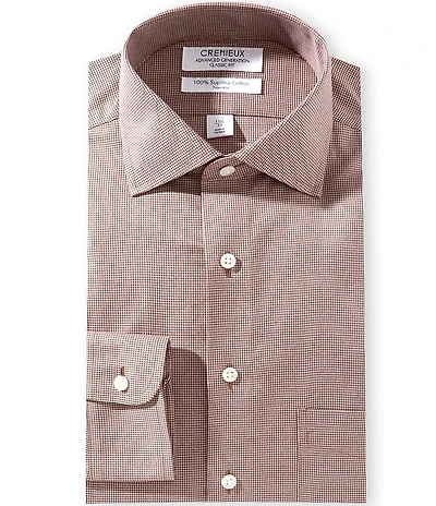 Cremieux Classic Fit Spread Collar Houndstooth Dress Shirt