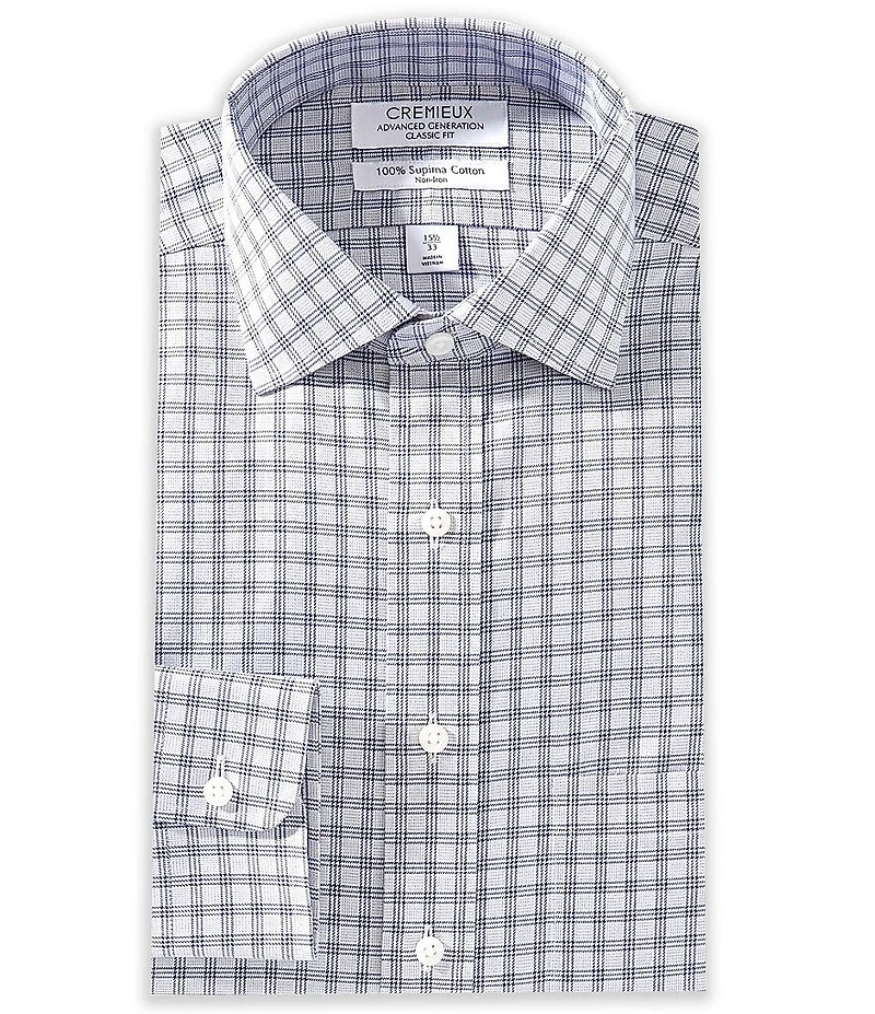 Cremieux Classic Fit Spread Collar Plaid Dress Shirt