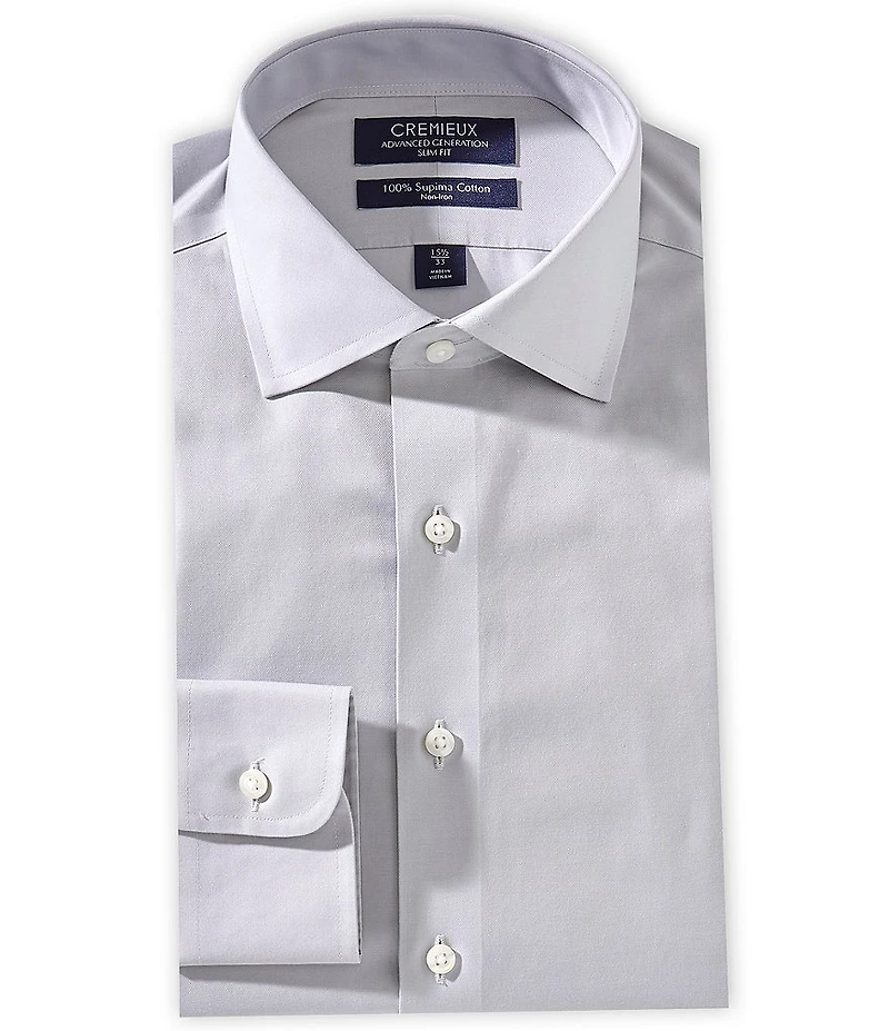 Cremieux Crosby Slim Fit Spread Collar Solid Twill Dress Shirt