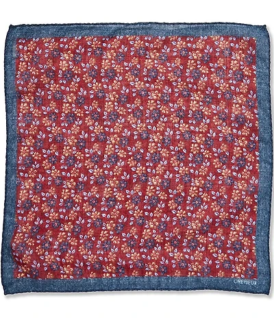 Cremieux Fall Flower 12#double; Silk Pocket Square