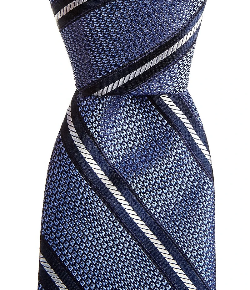 Cremieux Gael Striped 3 1/4#double; Traditional Woven Silk Tie