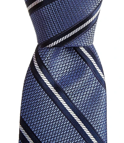 Cremieux Gael Striped 3 1/4#double; Traditional Woven Silk Tie