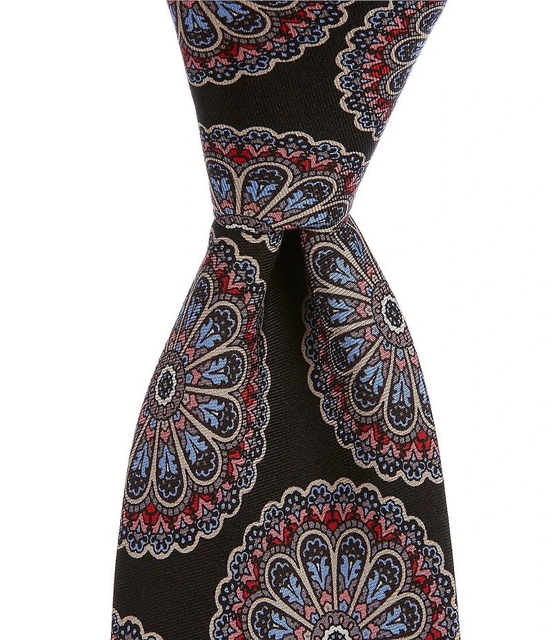 Cremieux King Medallion 3 3/8#double; Woven Silk Tie