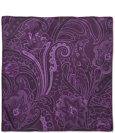 Cremieux Lincoln Large Paisley Print Woven Silk Pocket Square
