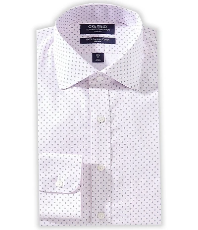 Cremieux Slim Fit Non-Iron Spread Collar Asterisk Print Twill Dress Shirt