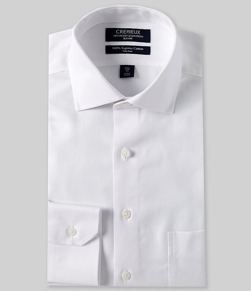 Cremieux Slim Fit Non-Iron Spread Collar Basketweave Dress Shirt