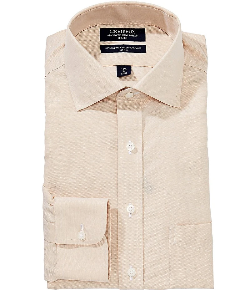 Cremieux Slim Fit Non-Iron Spread Collar Solid Twine Dress Shirt
