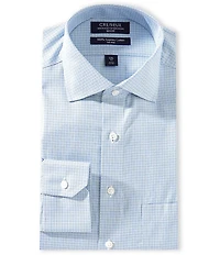Cremieux Slim Fit Spread Collar Mini Grid Pattern Twill Dress Shirt