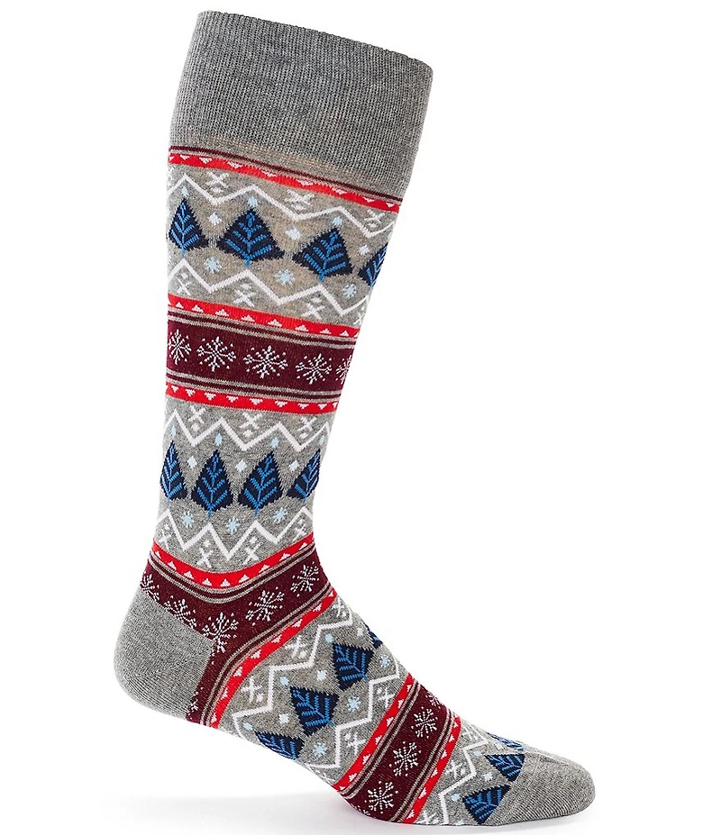 Cremieux Spruce Fair Isle Crew Dress Socks