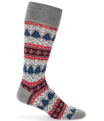 Cremieux Spruce Fair Isle Crew Dress Socks