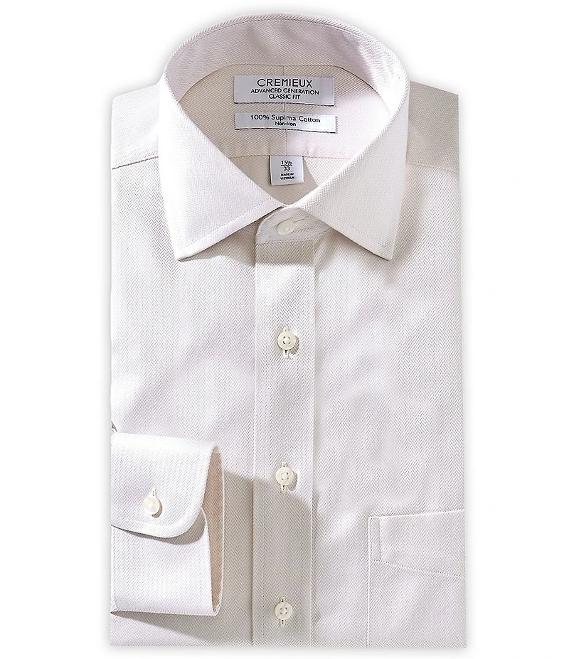 Cremieux Sullivan Classic Fit Spread Collar Herringbone Dress Shirt