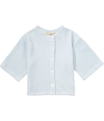 C&V Chelsea & Violet Big Girls Waffle Knit 3/4 Sleeve Cardigan