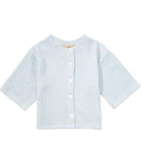 C&V Chelsea & Violet Big Girls Waffle Knit 3/4 Sleeve Cardigan
