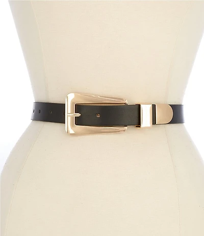 Dillard's .94#double; Elongated Buckle Leather Belt