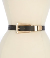 Dillard's .94#double; Elongated Buckle Leather Belt