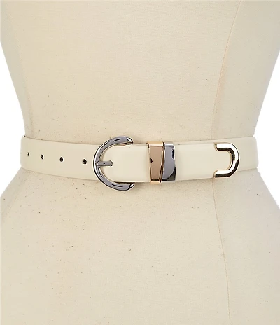 Dillard's 1.1#double; Two Tone Keeper Faux Leather Belt