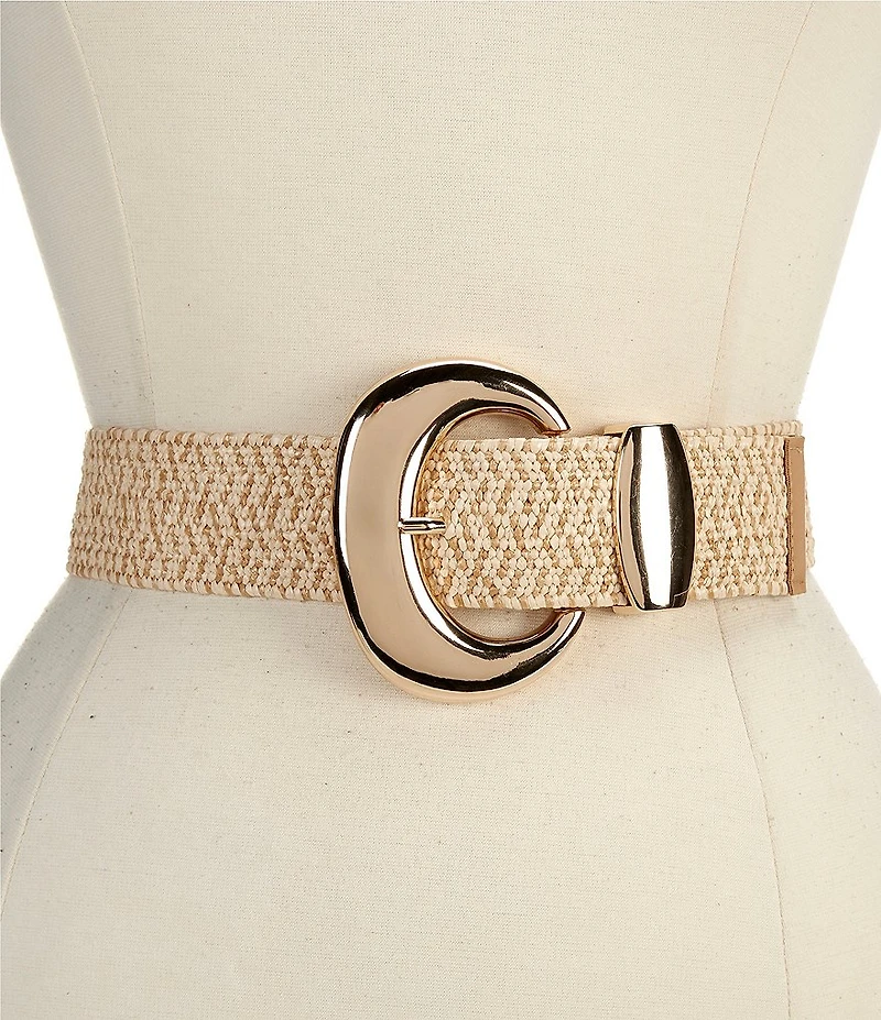 Dillard's 2#double; Oversized Round Buckle Raffia Belt