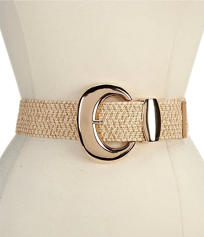 Dillard's 2#double; Oversized Round Buckle Raffia Belt
