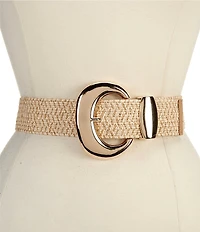 Dillard's 2#double; Oversized Round Buckle Raffia Belt