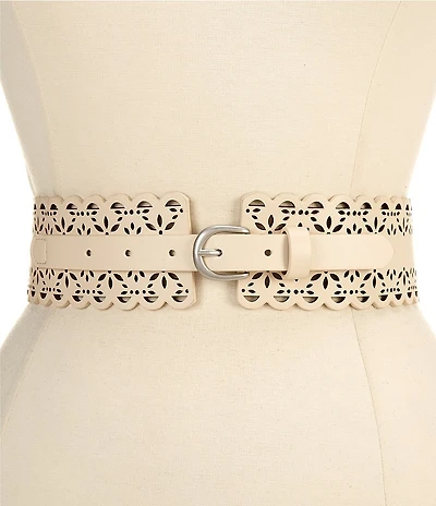 Dillard's 2.5#double; Scallop Perforated Wide Stretch Belt