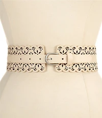 Dillard's 2.5#double; Scallop Perforated Wide Stretch Belt