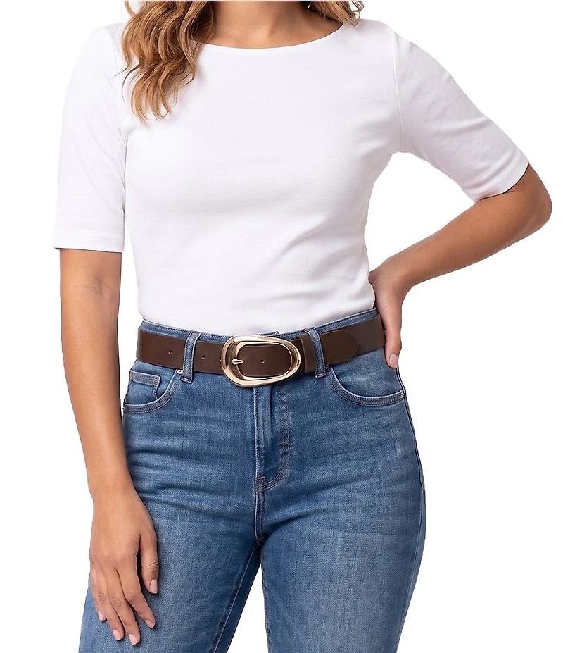 Dillard's Asymmetrical Oval Leather Belt