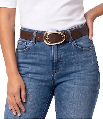 Dillard's Asymmetrical Oval Leather Belt