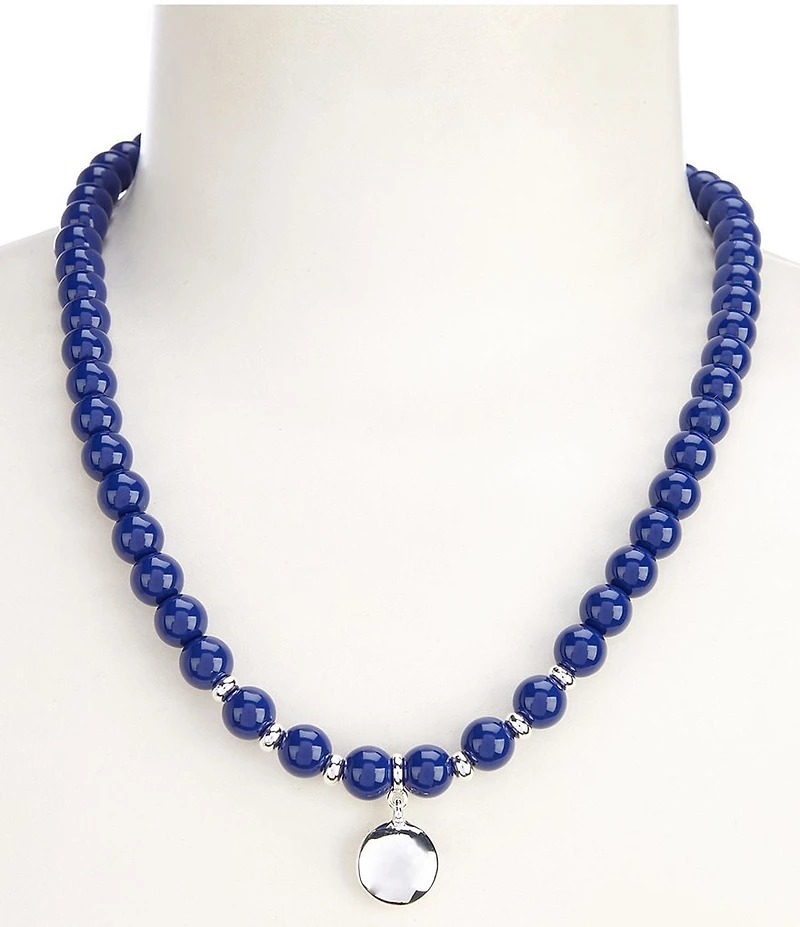Dillard's Beaded Polished Metal Disc Short Pendant Necklace