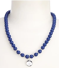 Dillard's Beaded Polished Metal Disc Short Pendant Necklace