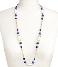 Dillard's Beaded Rectangular Stone Station Long Strand Necklace