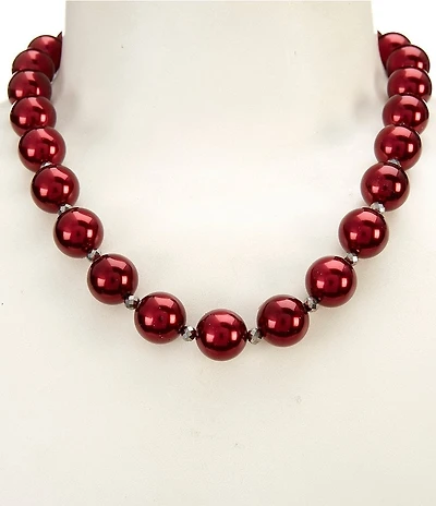 Dillard's Berry Pearl Hematite Beaded Short Strand Collar Necklace