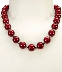 Dillard's Berry Pearl Hematite Beaded Short Strand Collar Necklace