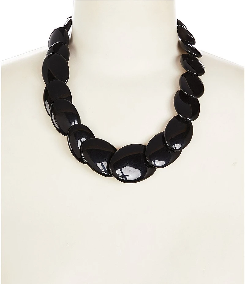 Dillard's Black Oval Statement Necklace