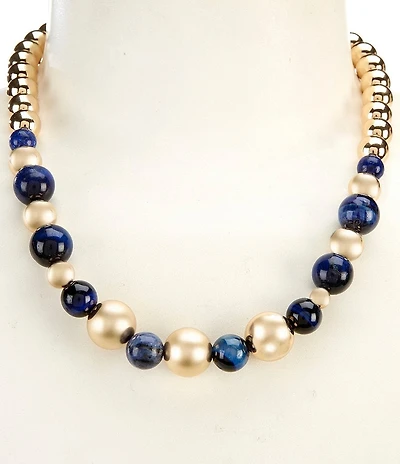 Dillard's Blue and Gold Bead Collar Necklace