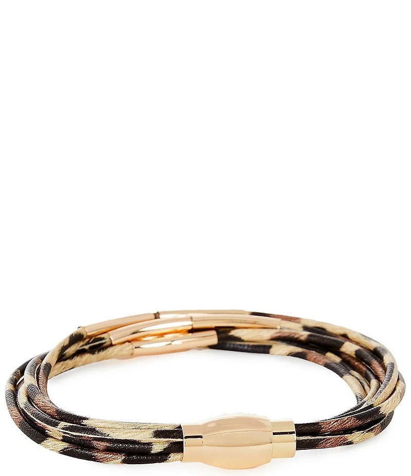 Dillard's Brass Tube Leopard Multi Cord Line Bracelet