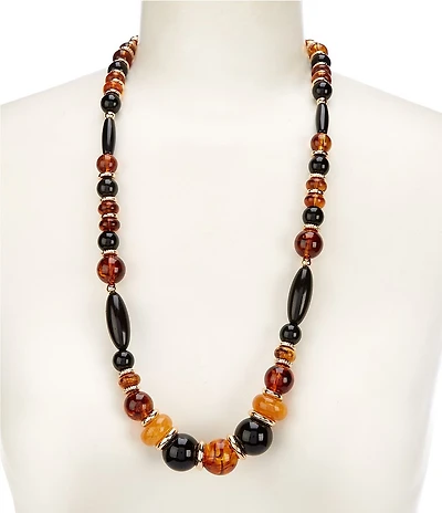 Dillard's Brown Multi Beaded Long Strand Necklace