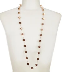 Dillard's Brown Multi Pearl Station Long Strand Necklace
