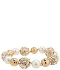 Dillard's Crystal Fireball & Glass Pearl Stretch Bracelet