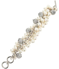 Dillard's Crystal Fireball & Pearl Cluster Line Bracelet