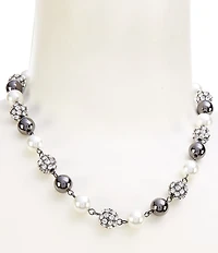 Dillard's Crystal Fireball, Ccb, & Pearl Station Collar Necklace