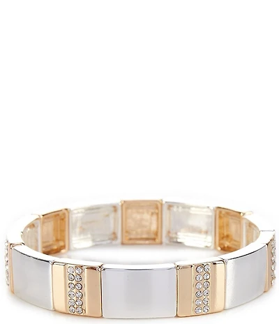 Dillard's Crystal Pave Polished Metal Stretch Bracelet