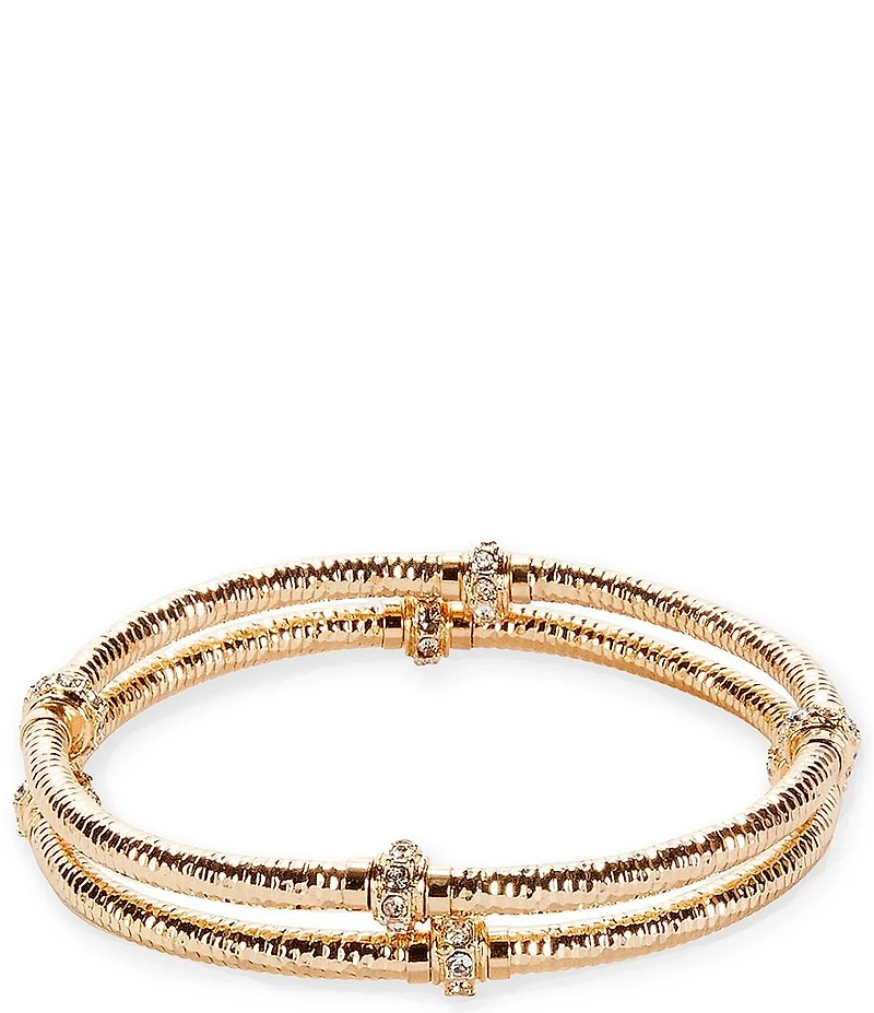 Dillard's Crystal Rondelle Textured Tube Stretch Bracelet