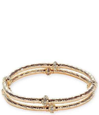 Dillard's Crystal Rondelle Textured Tube Stretch Bracelet