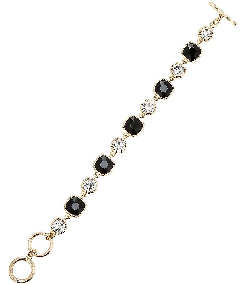 Dillard's Crystal Round & Jet Cushion Square Stone Line Bracelet