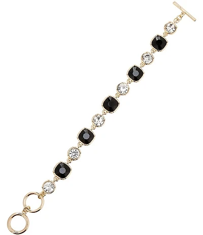 Dillard's Crystal Round & Jet Cushion Square Stone Line Bracelet