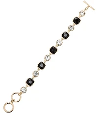 Dillard's Crystal Round & Jet Cushion Square Stone Line Bracelet