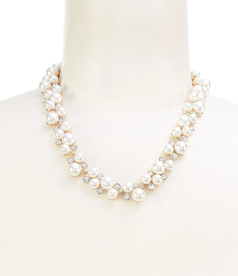 Dillard's Crystal Stone & Multi Pearl Cluster Collar Necklace