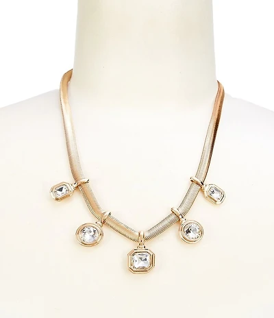 Dillard's Crystal Stone Multi Shape Charm Drop Collar Statement Necklace