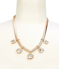 Dillard's Crystal Stone Multi Shape Charm Drop Collar Statement Necklace